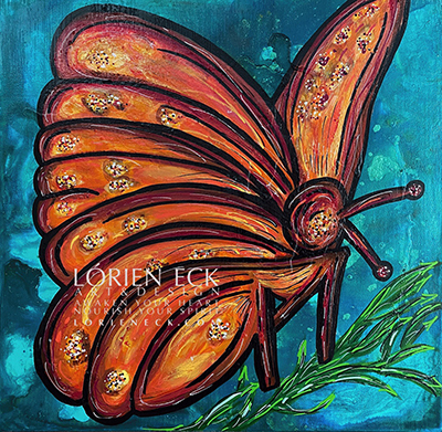 Image of Butterfly 1, a mixed media painting by Lorien Eck