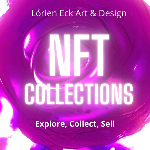 Image of pink NFT icon, a mixed media painting by Lorien Eck