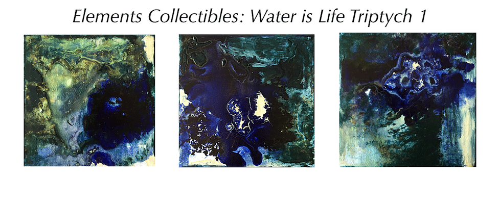 Image of Water is Life 1, a triptych painting by Lorien Eck